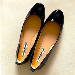 Karl Lagerfeld Paris black patent leather flats
